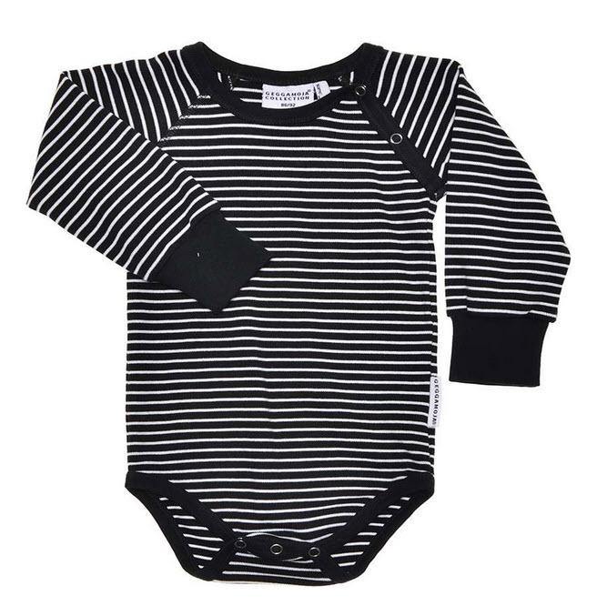 Langarm Body - schwarz/weiss - Ape Kids