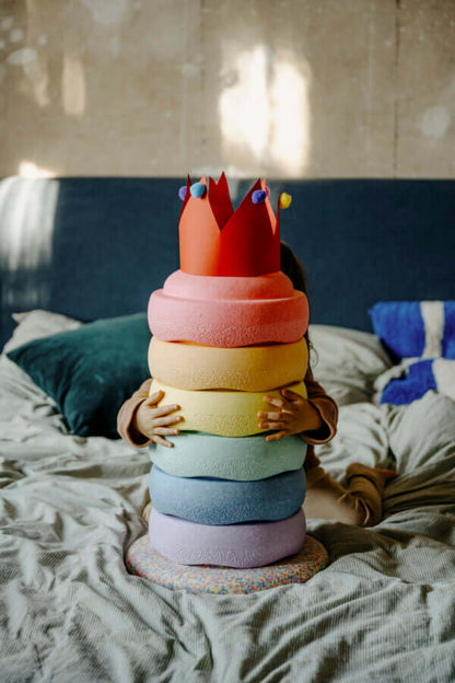 Stapelstein Rainbow pastel 6 + Stapelstein Board Confetti pastel